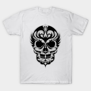 Black and White Skull Art T-Shirt